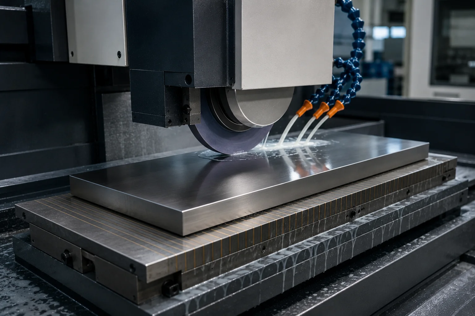 Flachschleifen eines Metallbauteils